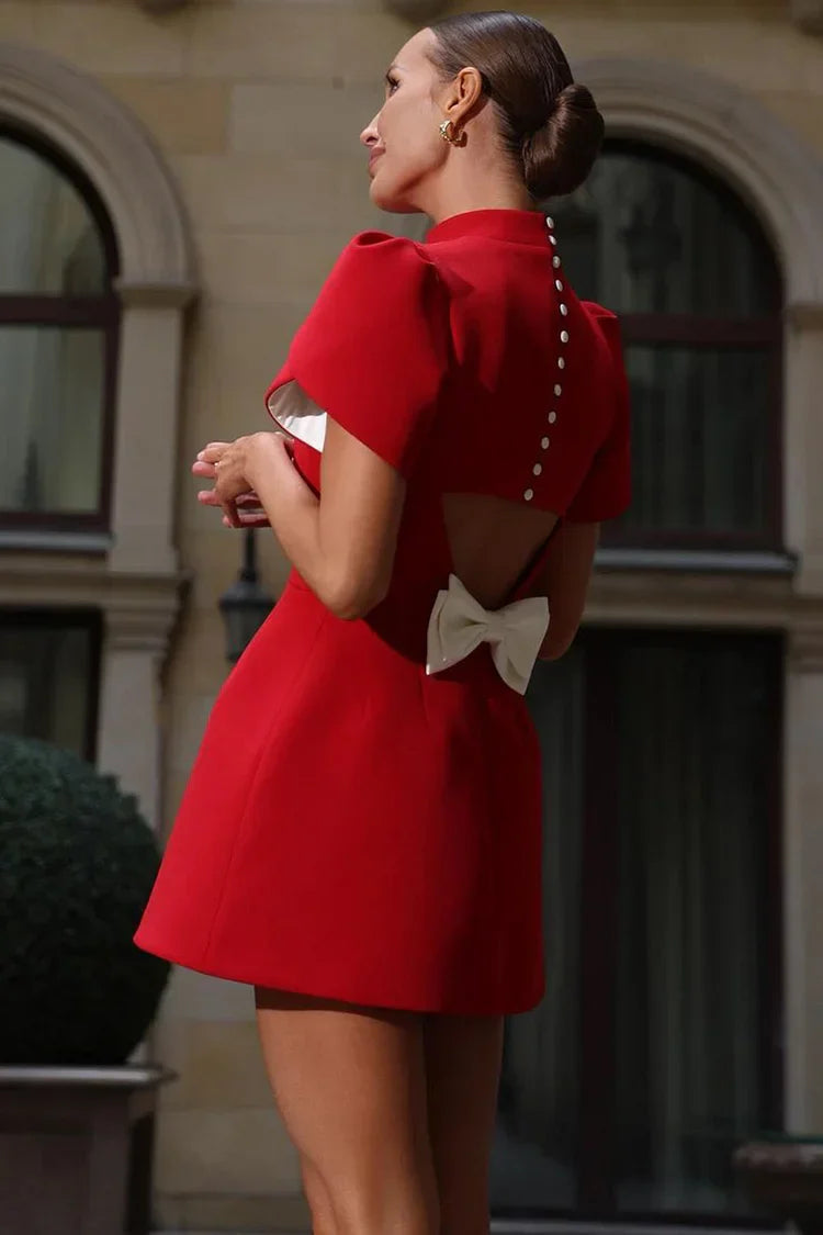 Elegant fitted women's mini cocktail dress, perfect for evening parties and special occasions.