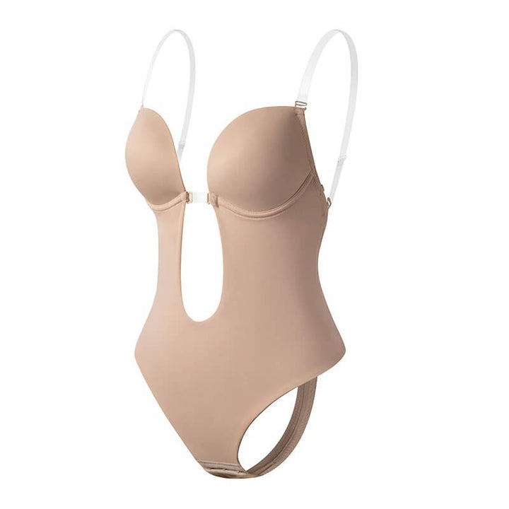 Versatile women's deep V backless body shaper, seamless shapewear for special occasions or everyday invisible support.