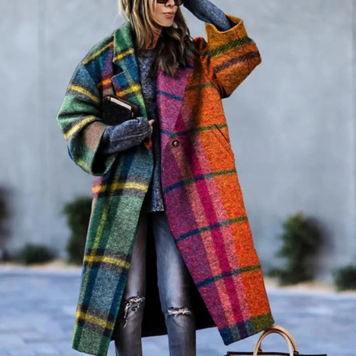 Women's elegant classic button-front jacket. Versatile outerwear for chic casual or formal fashion. Long sleeve style.