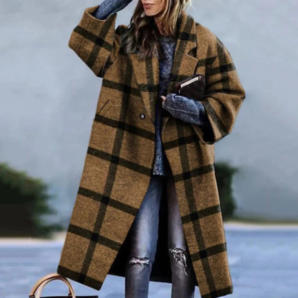 Elegant women's classic button-front jacket, an essential layering piece for versatile, all-season fashion.