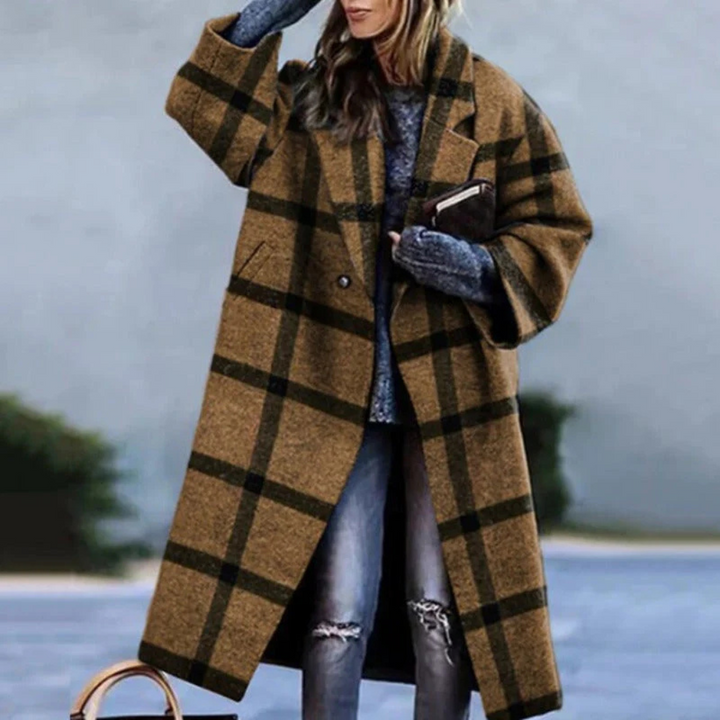 Elegant women's classic button-front jacket, an essential layering piece for versatile, all-season fashion.