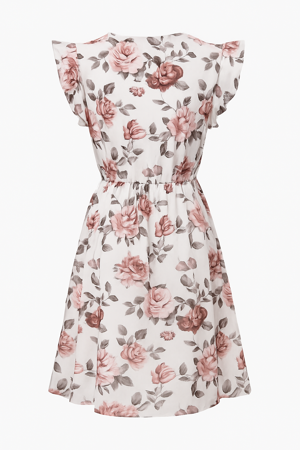 Chic women's floral midi dress with ruffles, versatile for elegant workwear or casual spring/summer fashion.