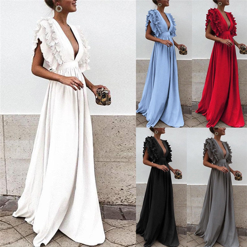 Flowy women's maxi dress for ultimate comfort & elegant style. Versatile long dress, ideal for summer.