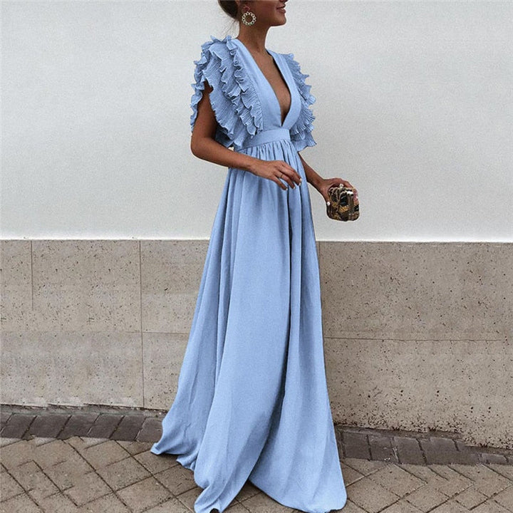 Graceful women's flowy maxi dress, offering elegant style & ultimate comfort for all occasions.
