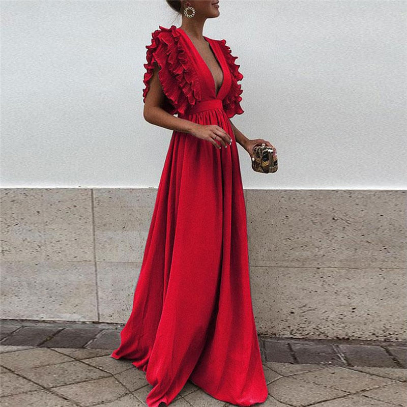 Beautiful women's flowy maxi dress, designed for comfort & elegance. Perfect long dress for any occasion.