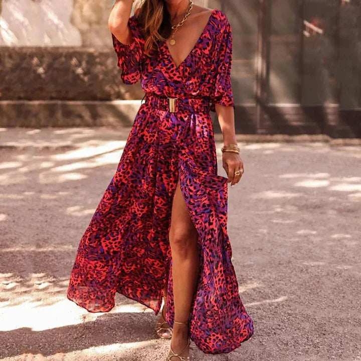 Women's elegant maxi wrap dress, perfect for versatile style. Features a comfortable long design with a chic tie waist.