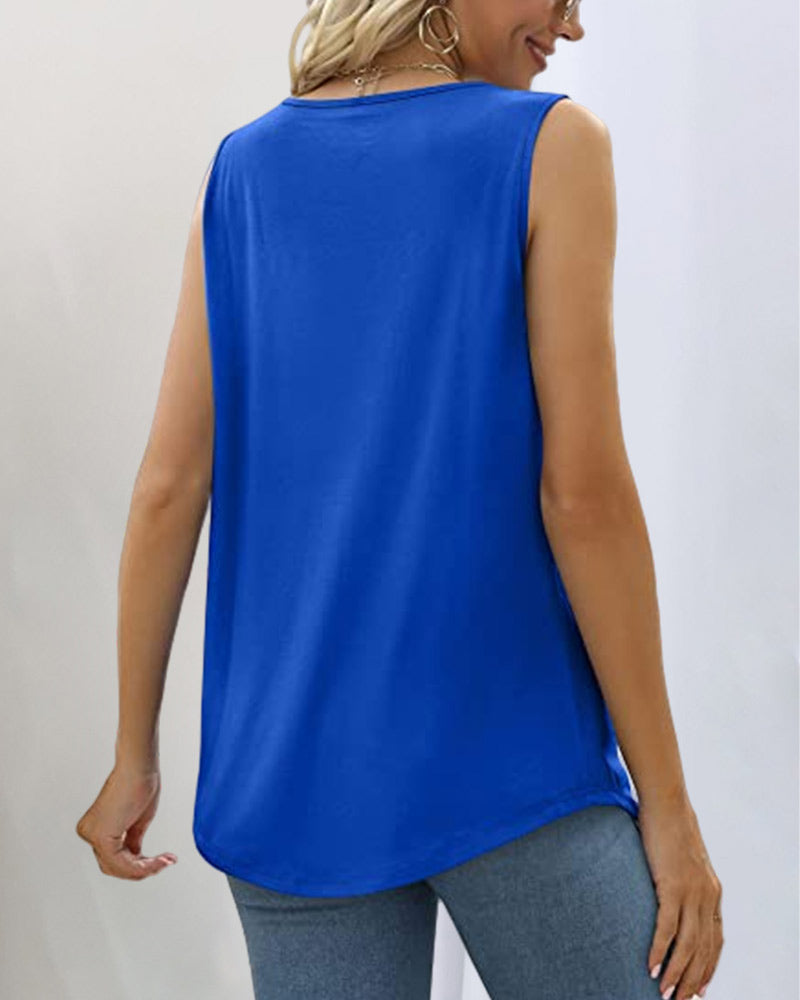 Women's square neck sleeveless top, showcasing a modern design, perfect for casual or dressy outfits.