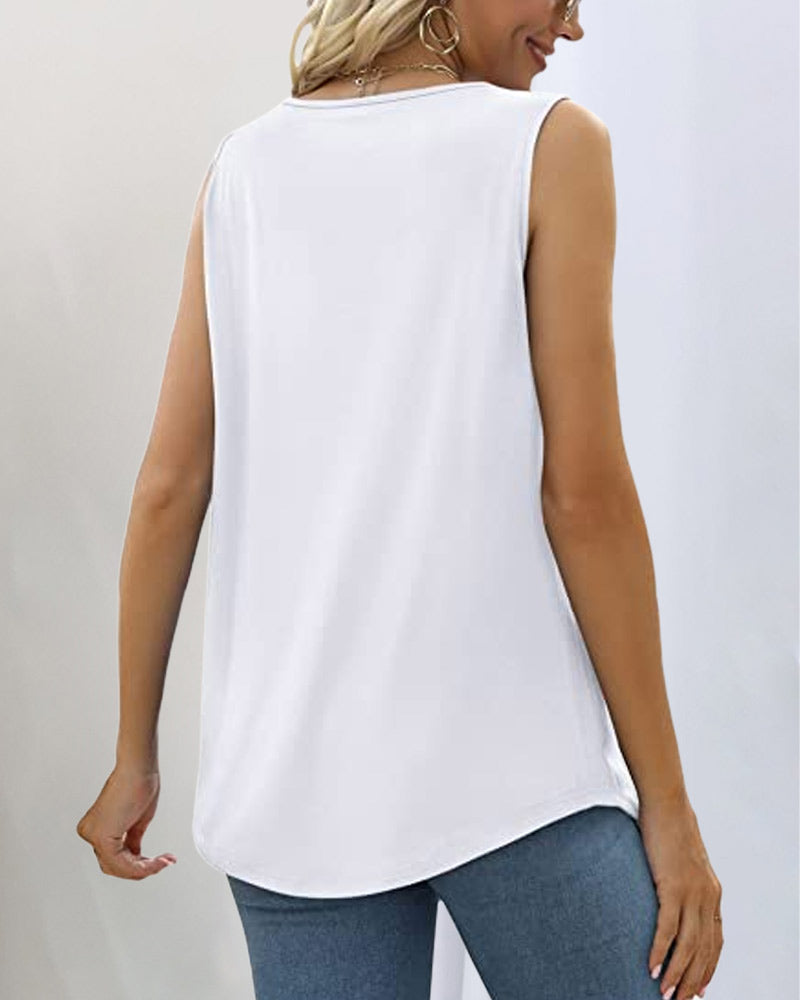 Comfortable sleeveless square neck top for women, an essential for effortless everyday chic style.