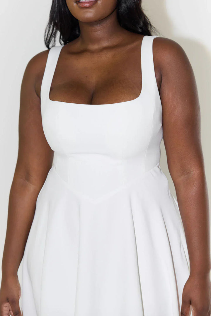 Elegant square neckline cocktail midi dress for women, a versatile piece for parties & special occasions.