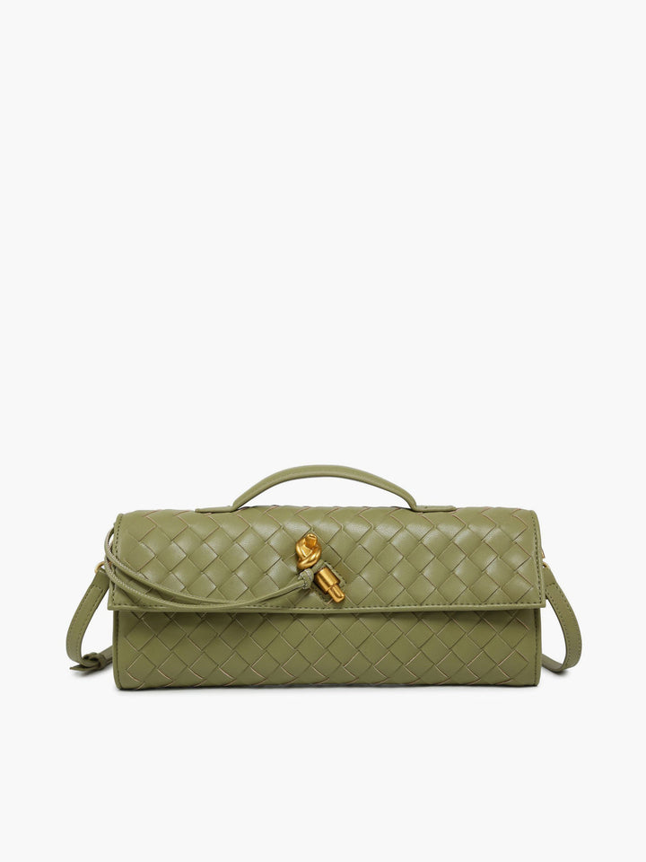 Premium women's woven flap clutch handbag, an elegant addition to your accessory collection.