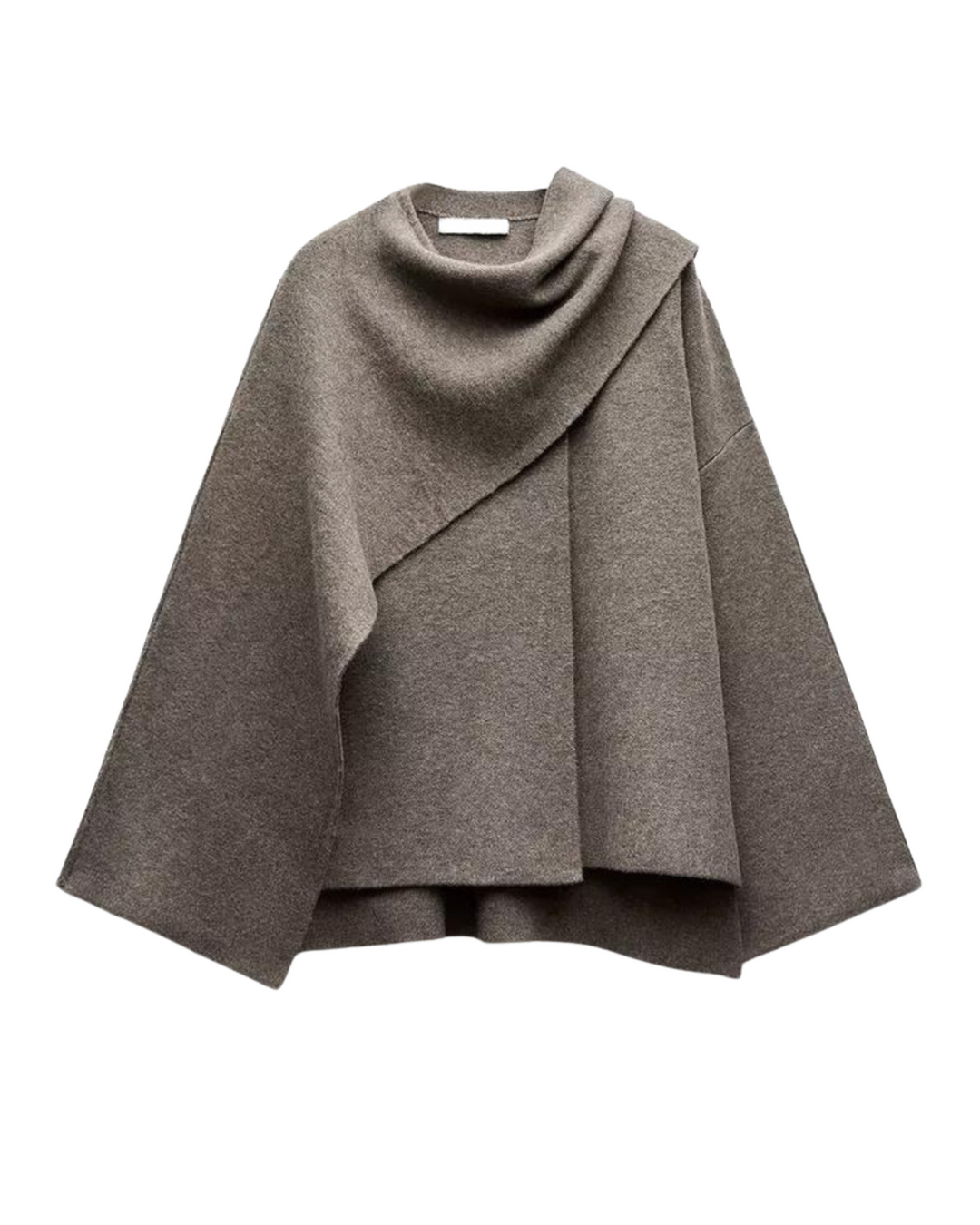 Women's Ella stylish winter poncho with asymmetrical design, perfect for cozy and elegant layering.