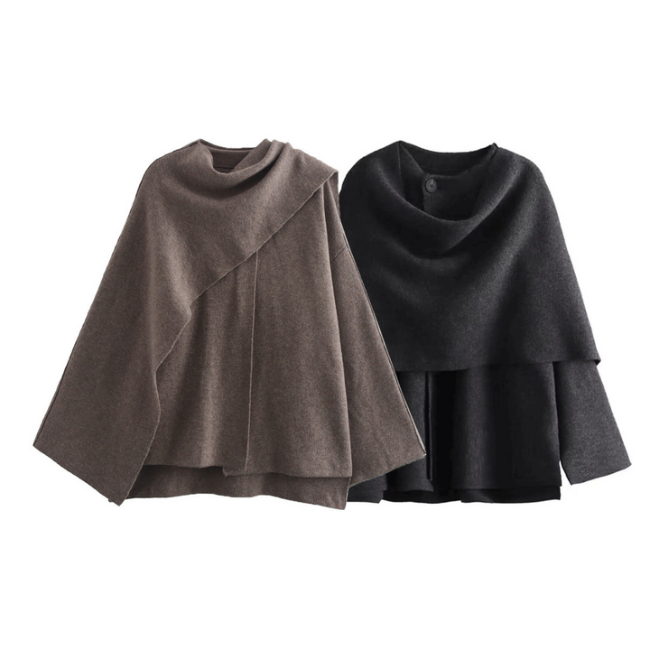 Ella women's stylish winter poncho, ideal for warm comfort, casual chic, and elegant outerwear.