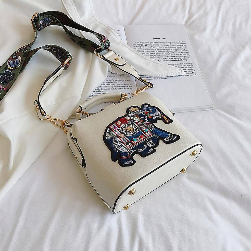 Fashionable women's embroidered mandala handbag. Lightweight, cotton blend for a boho look.