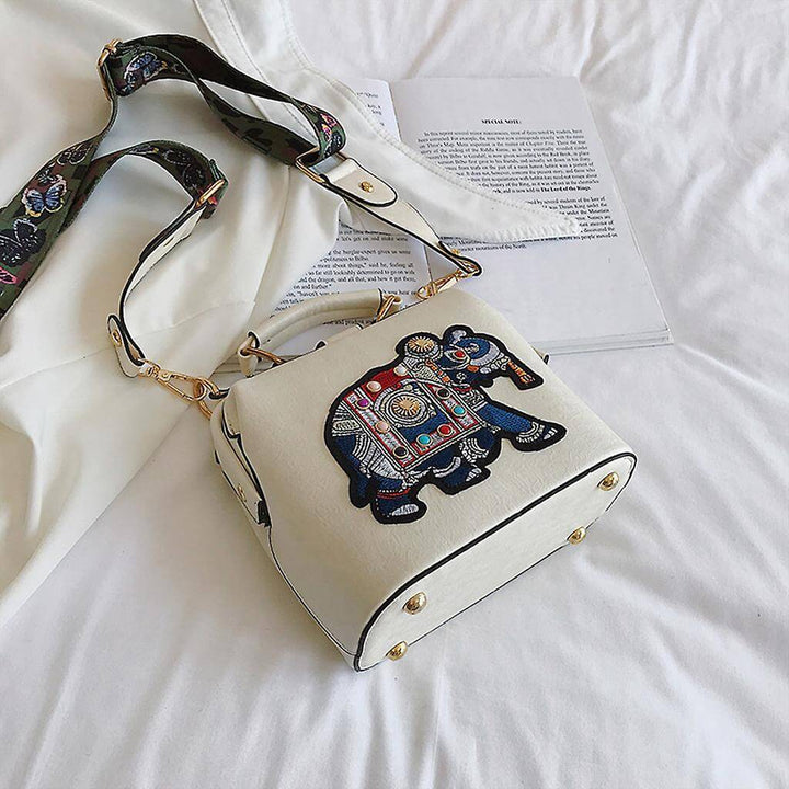 Fashionable women's embroidered mandala handbag. Lightweight, cotton blend for a boho look.