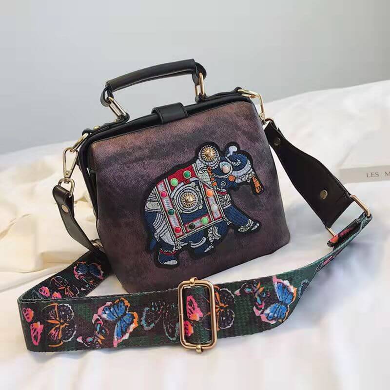 Durable yet lightweight women's handbag featuring exquisite mandala embroidery. Boho style.