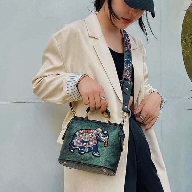 Women's lightweight shoulder bag. Bohemian embroidered mandala design, cotton blend.