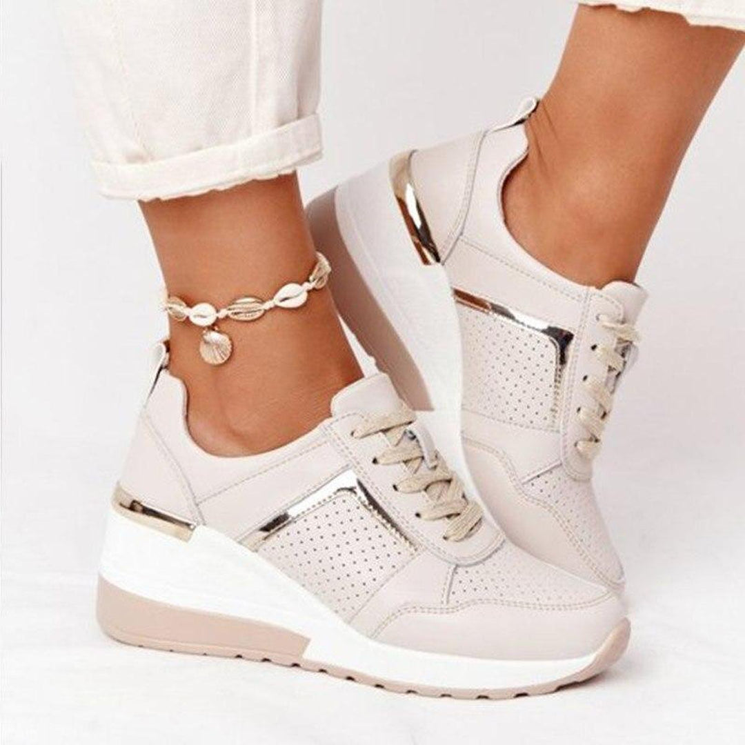 Women's everyday comfort wedge sneakers, stylish support for all-season wear.
