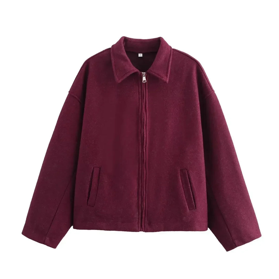 Comfortable fit women's zipper jacket. A stylish collar jacket designed for everyday casual wear.