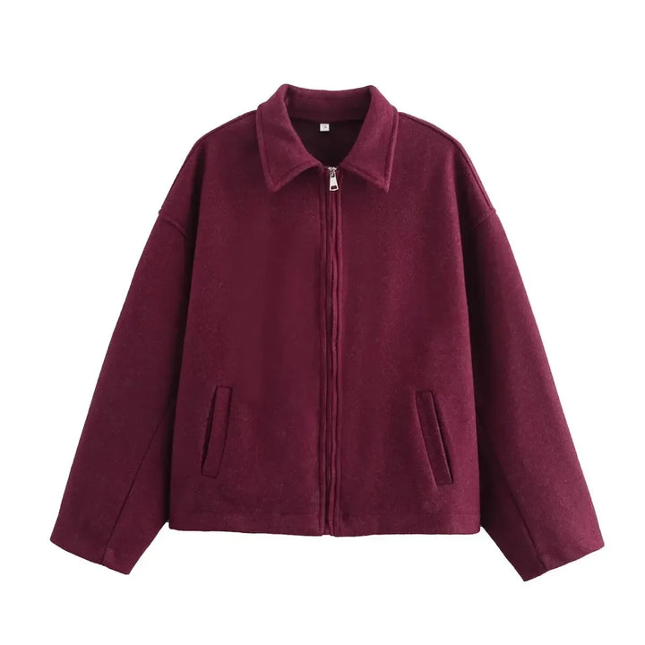Comfortable fit women's zipper jacket. A stylish collar jacket designed for everyday casual wear.