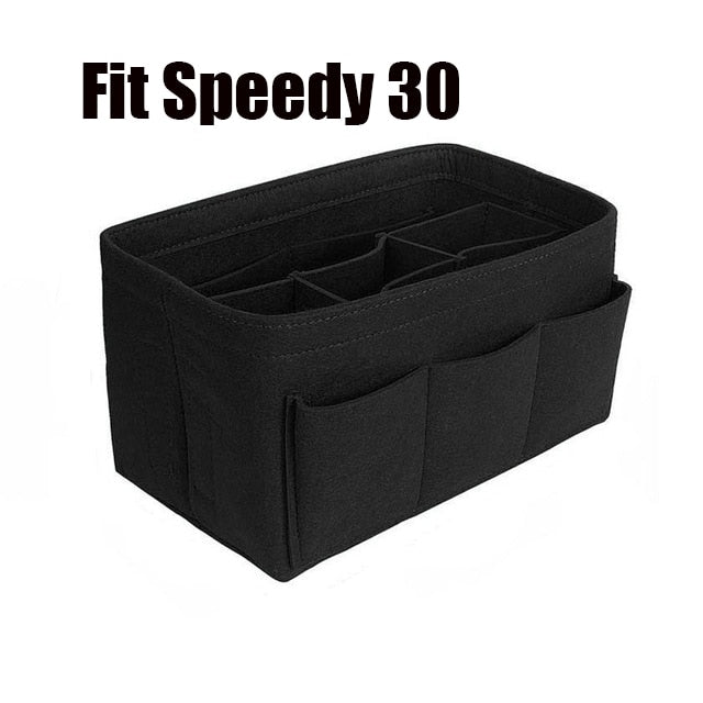 Multi-pocket felt insert for women's handbags & totes. Ideal makeup bag & everyday carry storage.