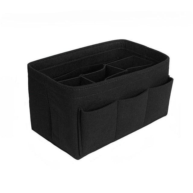 Handy felt handbag organizer for women. Keeps your purse tidy, organizes makeup & travel accessories.