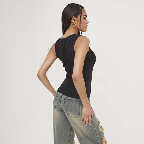 Essential women's fitted racerback tank. A basic sleeveless top for effortless summer style & casual elegance.