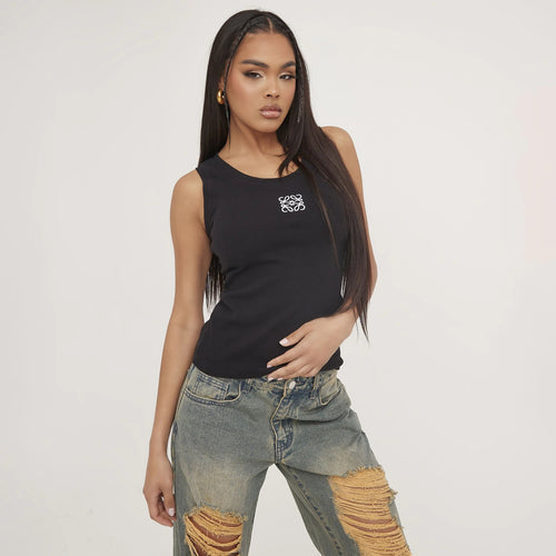 Simple women's fitted racerback tank. A versatile sleeveless top for gym, casual outings, or layering.