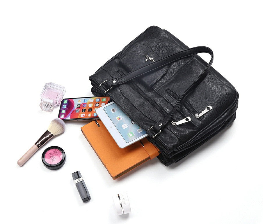 Versatile women's FlexiCarry bag: a multi-compartment crossbody & shoulder handbag.