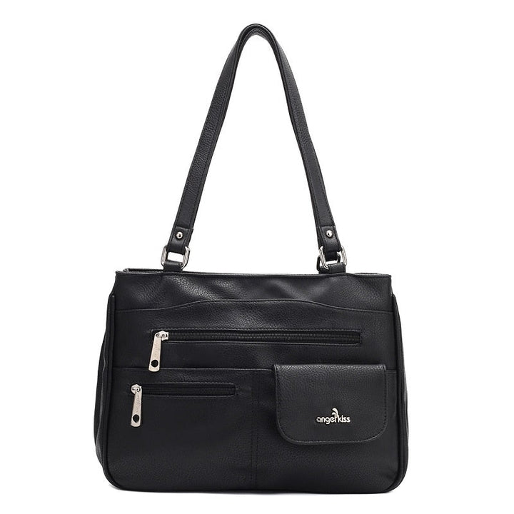 Organized women's multi-compartment crossbody bag for everyday essentials.