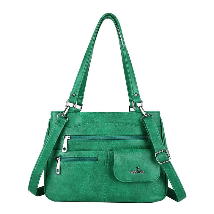 Durable PU leather multi-compartment handbag, a versatile shoulder & crossbody bag.