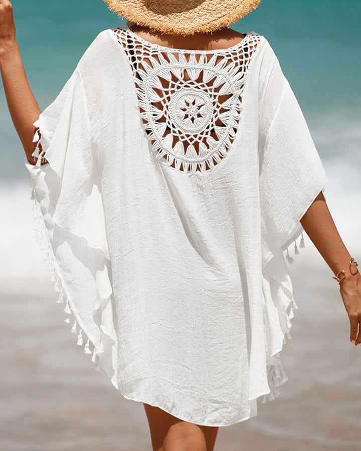 Women's flowy boho beach cover-up for summer vacations, lightweight & stylish over swimwear.
