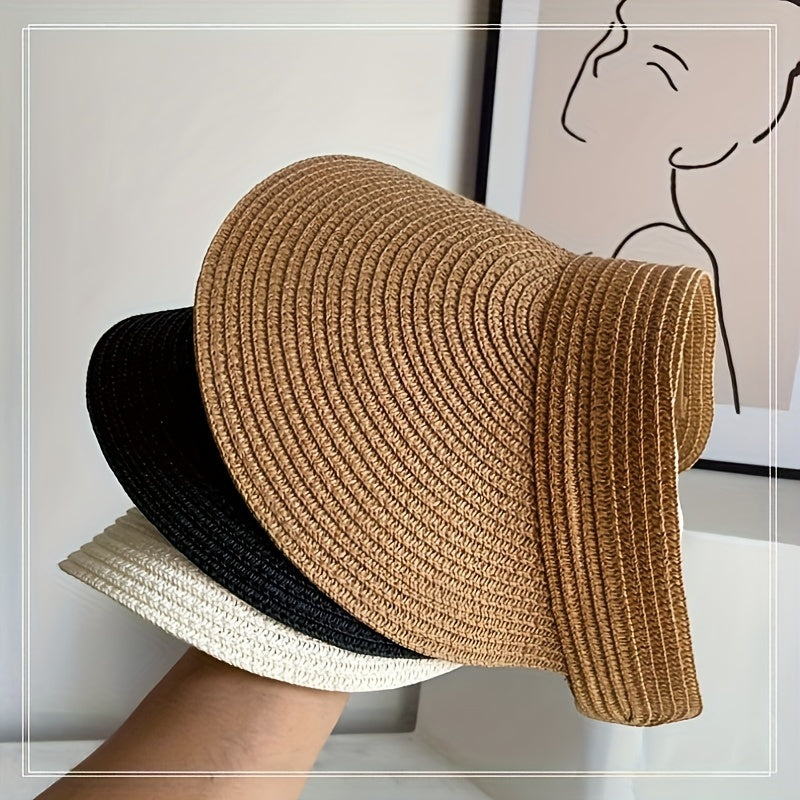 Women's foldable wide brim sun visor, provides excellent UV protection for outdoor summer activities & travel.