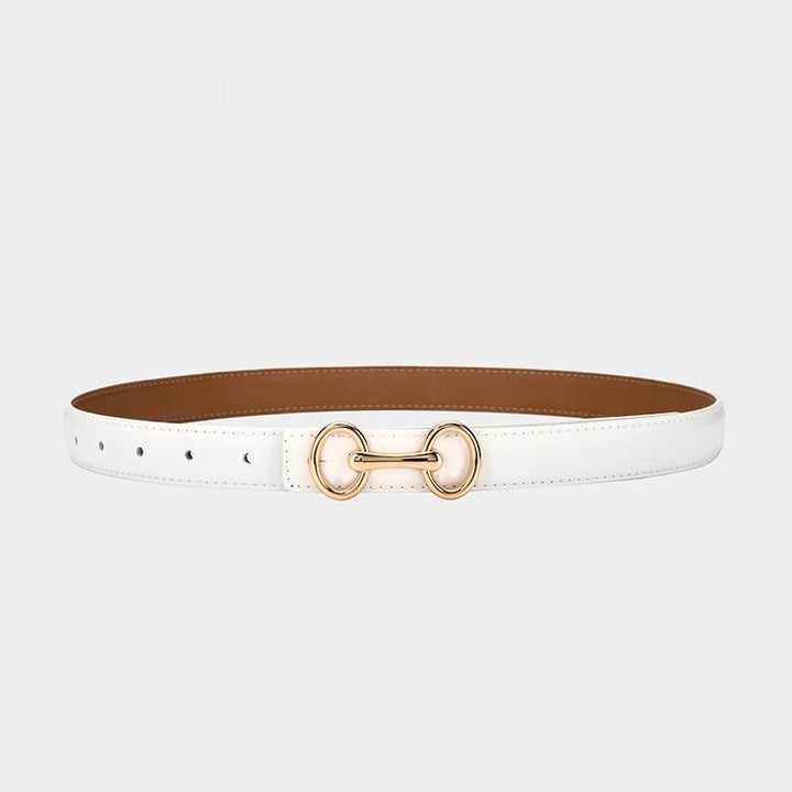 Stylish women's leather waist belt featuring a unique Irish-inspired Celtic knot charm buckle.