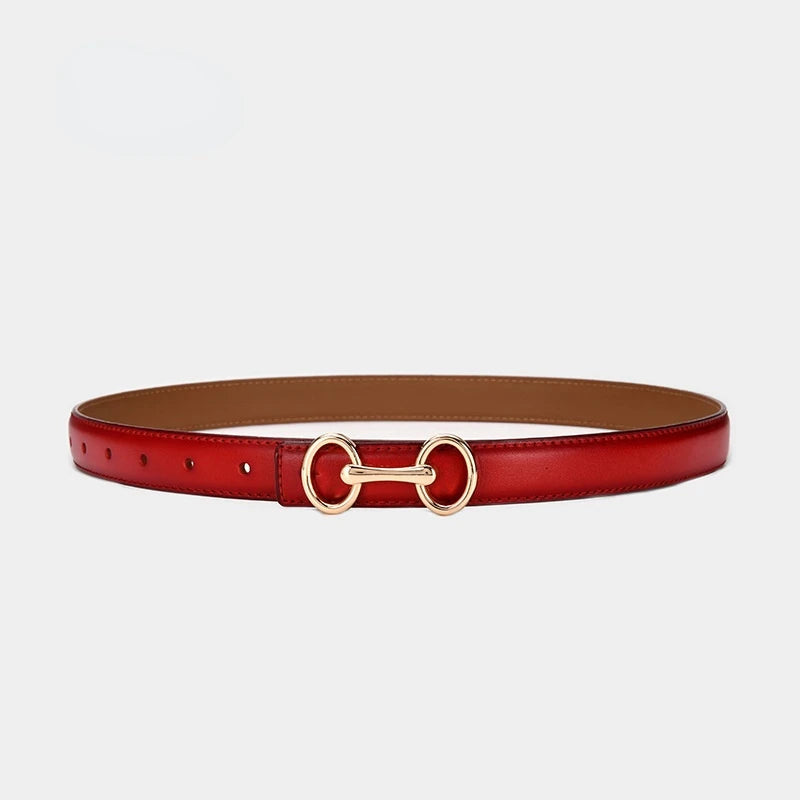 High-quality women's leather fashion belt, accented with a detailed Celtic charm buckle for a distinctive look.
