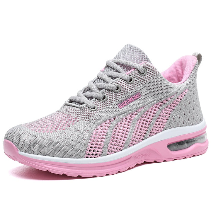 GlideMotion ergonomic women's walking shoes featuring a cushioned heel and advanced foot support.