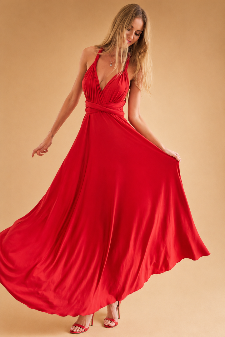 Women's Harlee Infinity Dress, styled in a classic halter, perfect convertible bridesmaid or party gown.