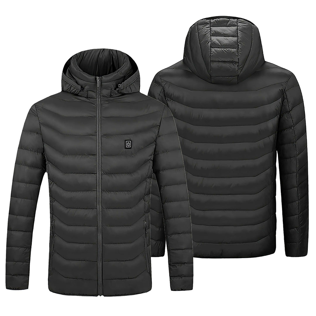 Stay warm & cozy with this women's heated puffer jacket. Hooded winter outerwear for cold weather & outdoor gear.