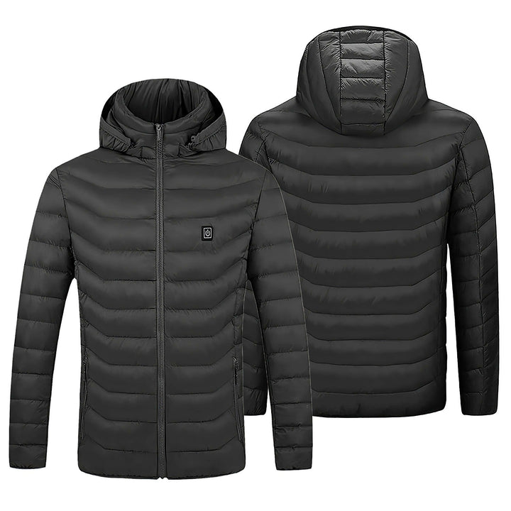 Stay warm & cozy with this women's heated puffer jacket. Hooded winter outerwear for cold weather & outdoor gear.