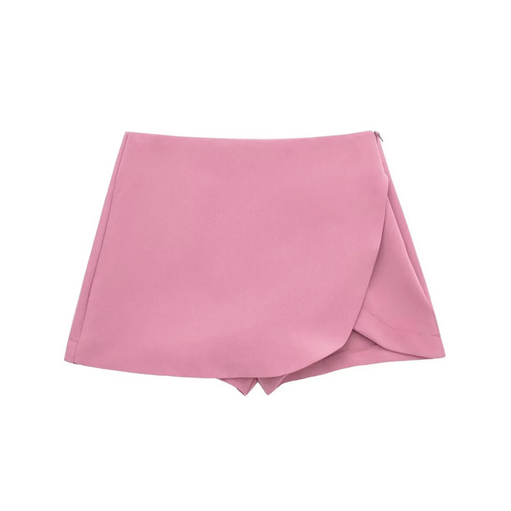 Casual yet chic women's mini skirt with a high waist and stylish asymmetric design.