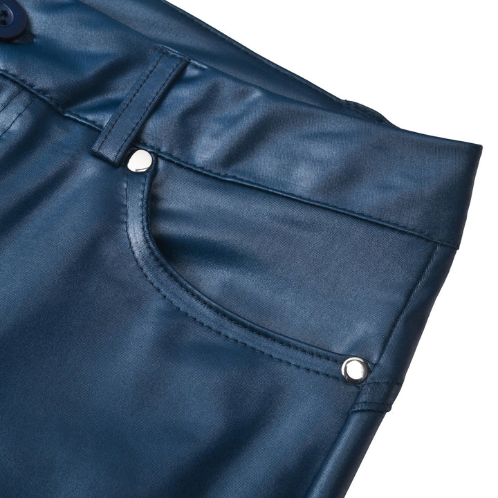 Chic high waist women's stretch leather pants. Skinny fit trousers, perfect for versatile styling.