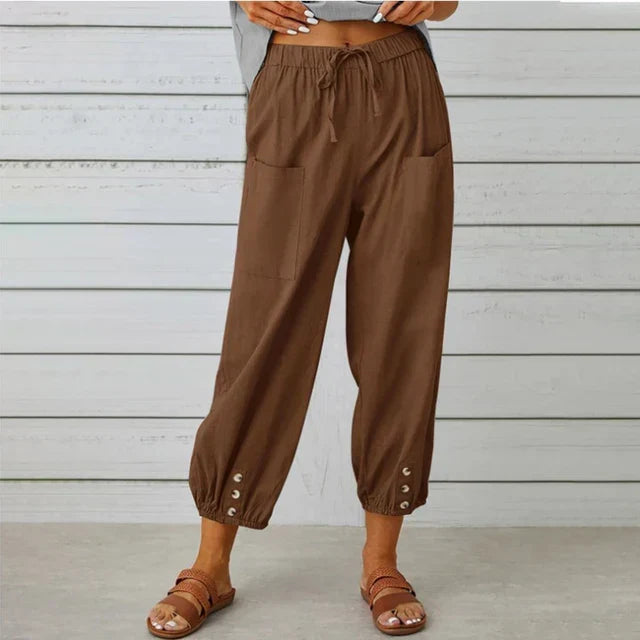 Stylish women's high waist relaxed fit wide leg trousers, comfortable for versatile everyday wear.
