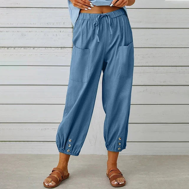 Chic women's high waist flowy trousers, perfect for versatile casual fashion.