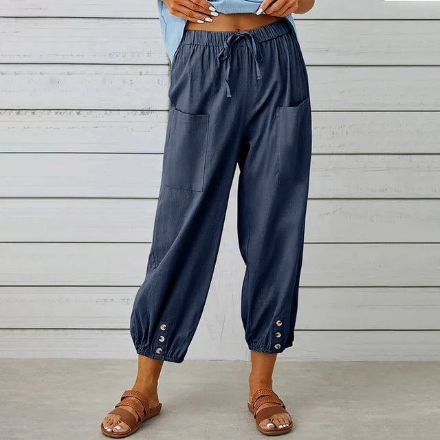 High waist women's wide leg trousers, offering a relaxed and comfortable fit for modern fashion.