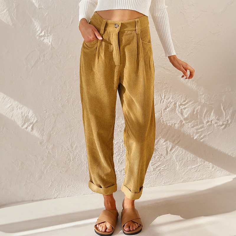 Women's high waist tapered leg pants, relaxed fit for chic everyday style. Comfortable & versatile casual trousers.