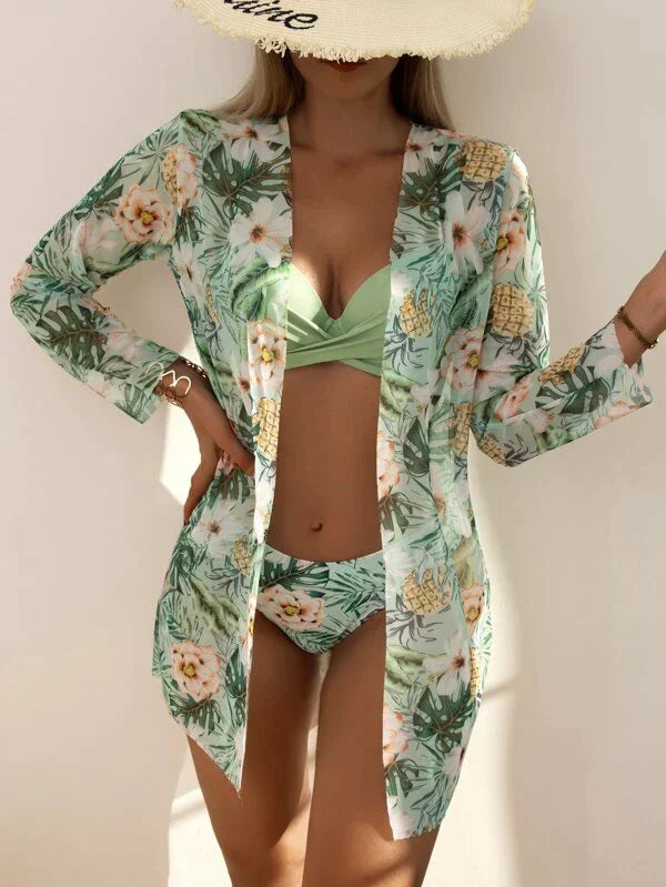 Flattering women's high waisted bikini set, perfect swim set for pool parties & beach days.