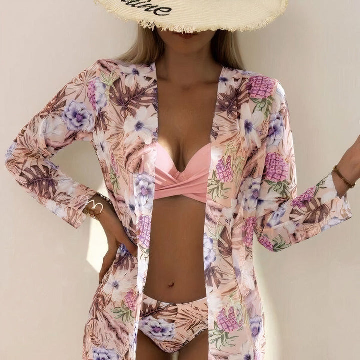 Trendy high waisted bikini set for women, chic beachwear for a stylish summer vacation outfit.