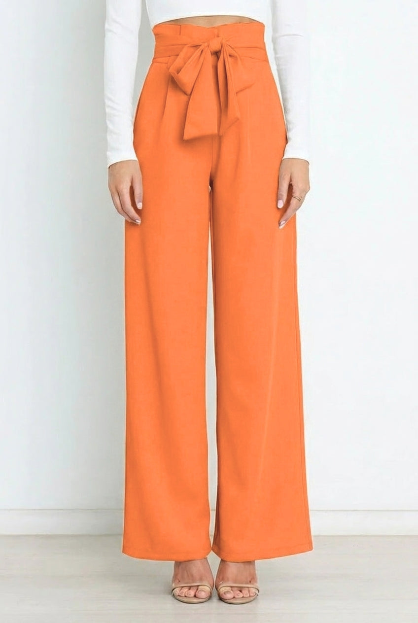 Professional women's wide-leg trousers with a high waist, perfect for a chic and comfortable office look.