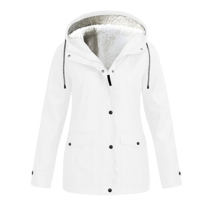 Warm women's hooded parka with faux fur trim, ideal for severe cold weather protection.