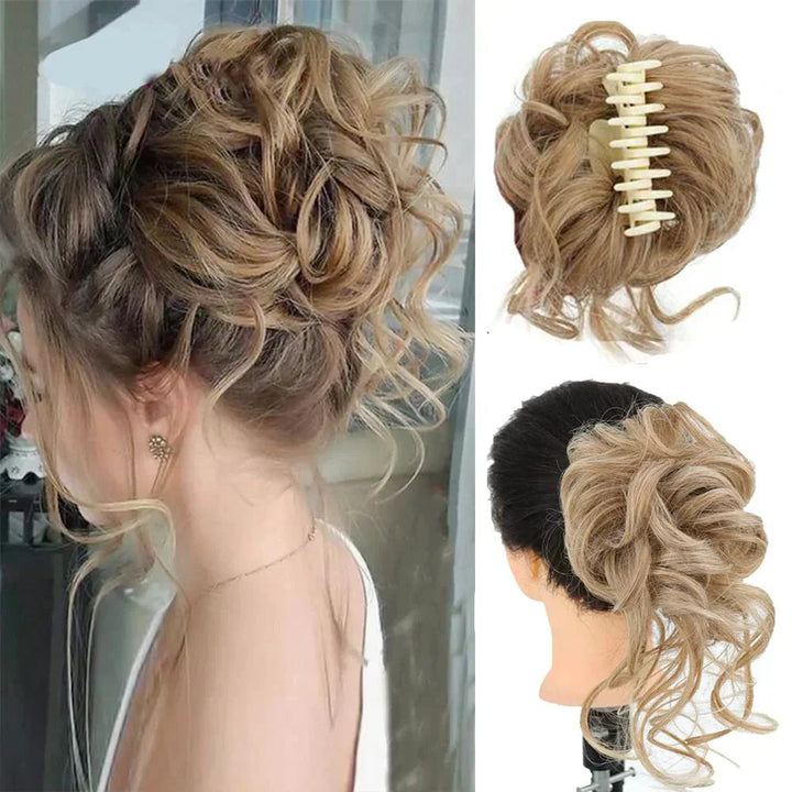 Women's hair bun clip, instant synthetic accessory for easy, elegant updo styling.