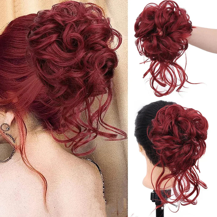 Ash gray instant hair bun clip, synthetic women's updo accessory for elegant, quick styling.